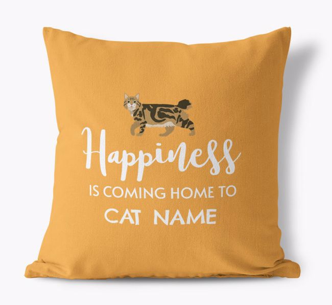 'Happiness Is...' - Personalized {breedFullName} Canvas Pillow